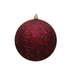 Burgundy Ball Ornaments 4" Sequin Set of 6