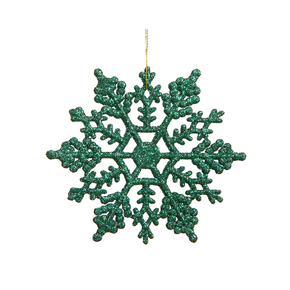 Large Christmas Snowflake Ornament 6.25" Set of 12 Green