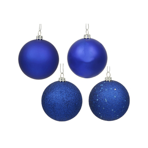 Cobalt Ball Ornaments 6" Assorted Finish Set of 4
