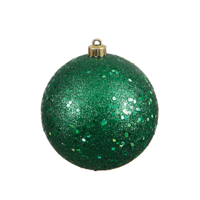 Emerald Ball Ornaments 4" Sequin Set of 6