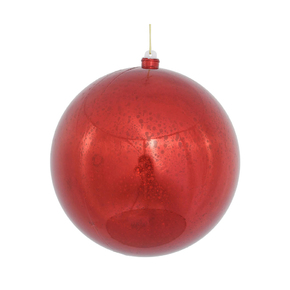 Red Ball Ornaments 8" Faux Mercury Shiny Set of 2