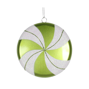 Flat Swirl Candy Ornament 6" Set of 2 Lime