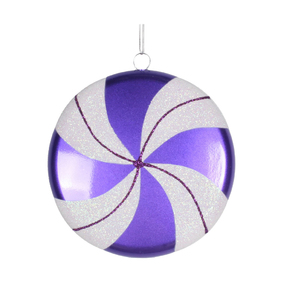 Flat Swirl Candy Ornament 6" Set of 2 Purple