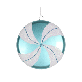 Flat Swirl Candy Ornament 6" Set of 2 Teal