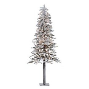 6' Flocked Alpine Tree Warm White LED