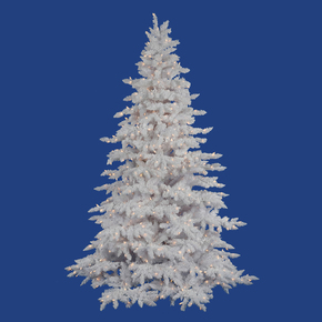 10' Flocked White Spruce Full Warm White LED