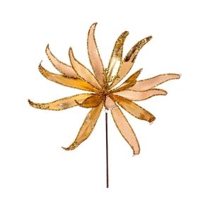 Metallic Sparkly Star Flower 24" Set of 2 Gold