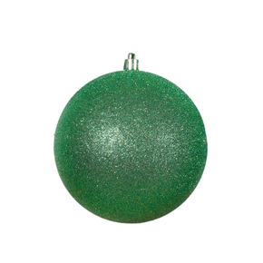 Green Ball Ornaments 4" Glitter Set of 6