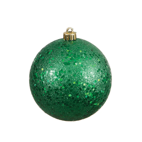 Green Ball Ornaments 8" Sequin Set of 4