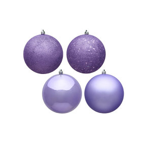 Lavender Ball Ornaments 4" Assorted Finish Set of 12