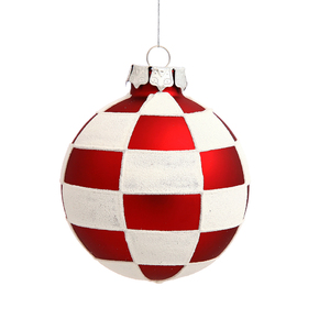 Candy Checkered Ball Ornament 3" Set of 4