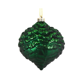 Clara Pinecone Ornament 6" Set of 6 Emerald