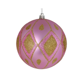 Gloria Ball Ornament 4" Set of 4 Pink