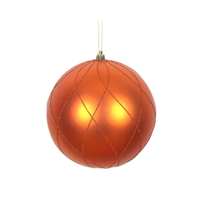Noelle Ball Ornament 4" Set of 4 Burnished Orange
