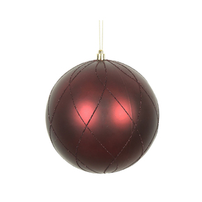 Noelle Ball Ornament 4" Set of 4 Burgundy