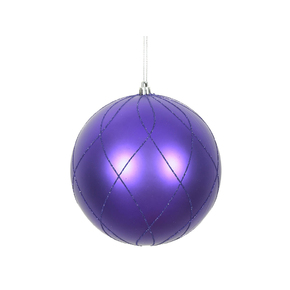 Noelle Ball Ornament 4" Set of 4 Purple