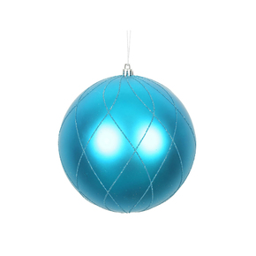 Noelle Ball Ornament 4" Set of 4 Turquoise