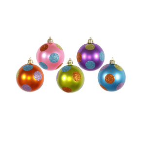 Polka Dot Candy Ball Ornaments 2.4" Set of 15 Asst.