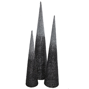 6' Ombre Glitter Cone Tree Black/Silver
