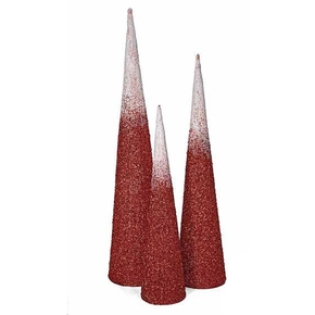 4' Ombre Glitter Cone Tree Red/White