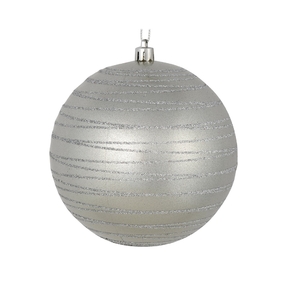 Orb Ball Ornament 4" Set of 4 Silver