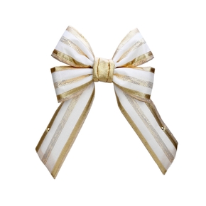 Outdoor Champagne Stripe Bow 24" x 37"
