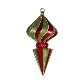 Peppermint Onion Finial 12" Set of 2 Red/Green