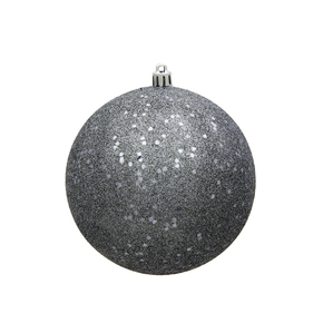 Pewter Ball Ornaments 6" Sequin Set of 4
