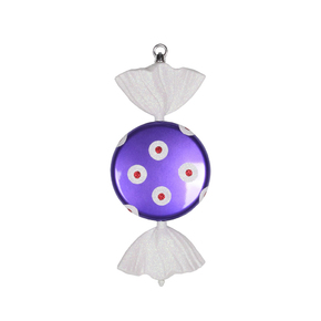 Polka Dot Candy Ornament 13" Set of 2 Purple