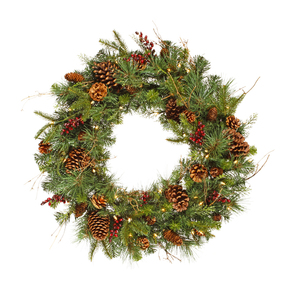 Holiday Pine Wreath LED 30" 