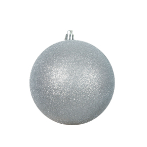 Silver Ball Ornaments 4" Glitter Set of 6
