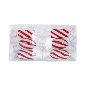 Striped Bonbon Ornament 4" Set of 6 Asst. Peppermint