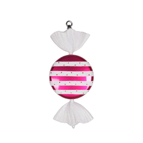 Bonbon Ornament 13" Set of 2 Hot Pink Stripes