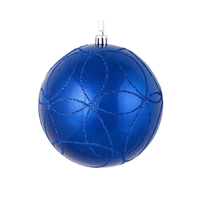 Viola Ball Ornament 4" Set of 4 Blue