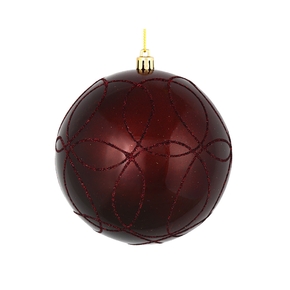 Viola Ball Ornament 6" Set of 3 Burgundy