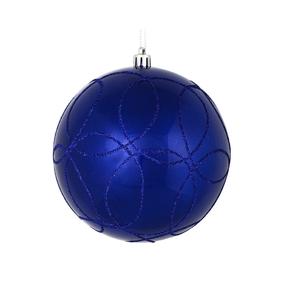 Viola Ball Ornament 6" Set of 3 Cobalt