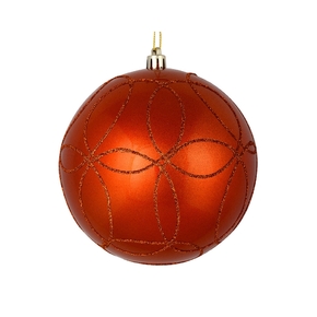 Viola Ball Ornament 4" Set of 4 Burnished Orange
