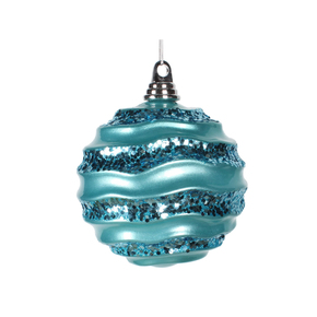 Wave Ball Ornament 6" Set of 4 Turquoise