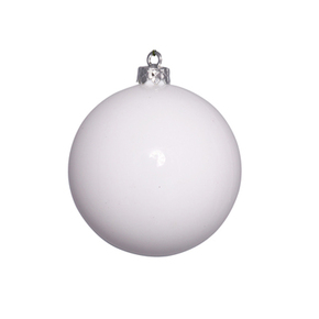 White Ball Ornaments 8" Shiny Set of 4