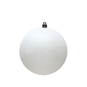 White Ball Ornaments 10" Glitter Set of 2