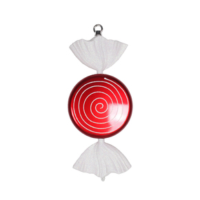 Bonbon Ornament 13" Set of 2 Red Swirl