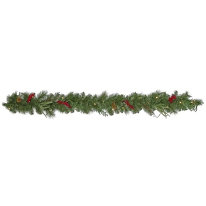 Christmas Evergreen Garland LED Battery 6'