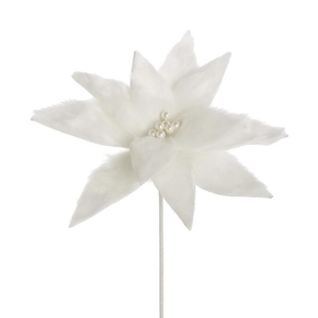 Plush Velvet Poinsettia Flower 11" Set of 12 White