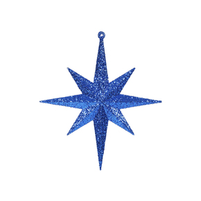 Small Christmas Glitter Star 8" Set of 4 Blue
