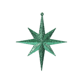 Medium Christmas Glitter Star 12" Set of 2 Green