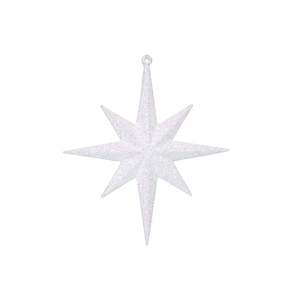 Large Christmas Glitter Star 15.75" Set of 2 White