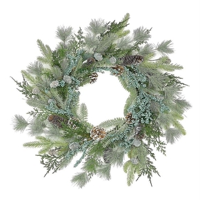Silver Pine Wreath 24"